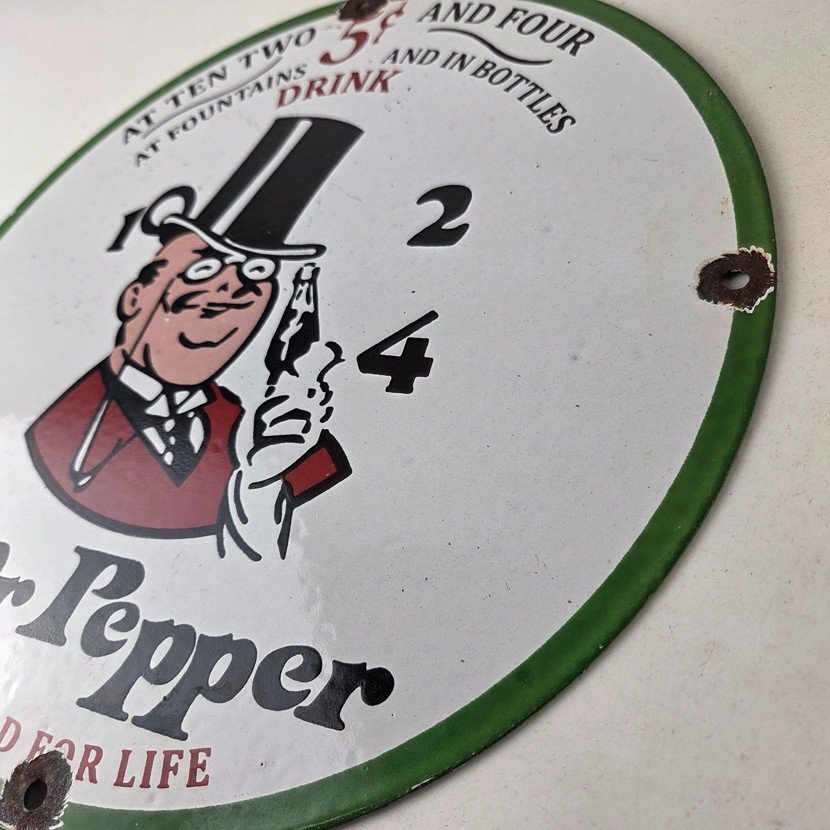 Vintage Dr Pepper Sign - Porcelain Soda Cola Beverage Gas Service Station Sign - Image 13