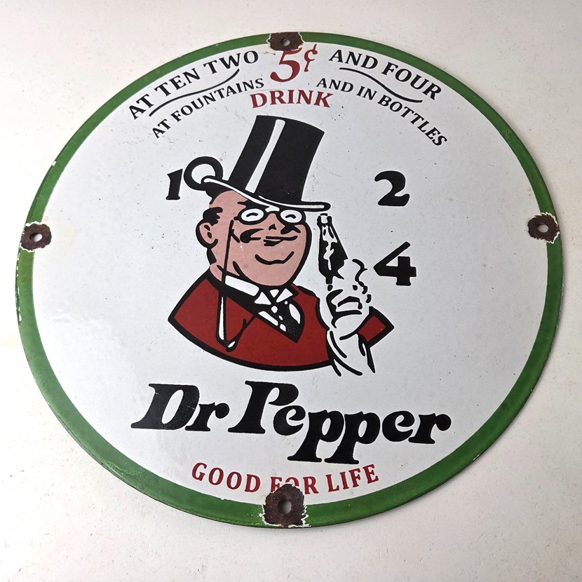 Vintage Dr Pepper Sign - Porcelain Soda Cola Beverage Gas Service Station Sign - Image 15