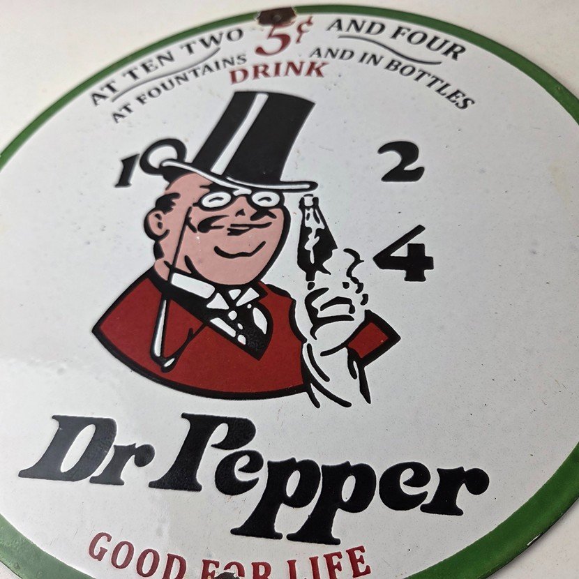 Vintage Dr Pepper Sign - Porcelain Soda Cola Beverage Gas Service Station Sign - Image 4