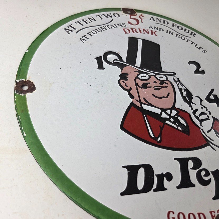 Vintage Dr Pepper Sign - Porcelain Soda Cola Beverage Gas Service Station Sign - Image 6