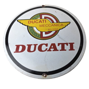 Vintage Ducati Sign - Motorcycle Dealership Service Auto Gas Pump Porcelain Sign