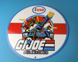 Vintage Esso Gasoline Sign GI Joe Gas Service Station American Porcelain Sign 305885145477