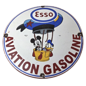 Vintage Esso Gasoline Sign - Mickey Mouse Gas Service Station Porcelain Sign
