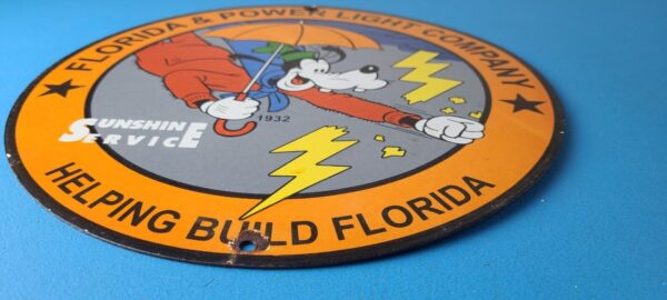 Vintage Florida Power Sign Electric Utility Goofy Porcelain Gas Pump Sign 305553280087 10