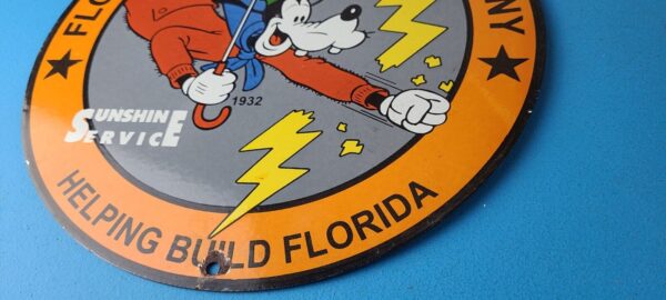 Vintage Florida Power Sign Electric Utility Goofy Porcelain Gas Pump Sign 305553280087 9