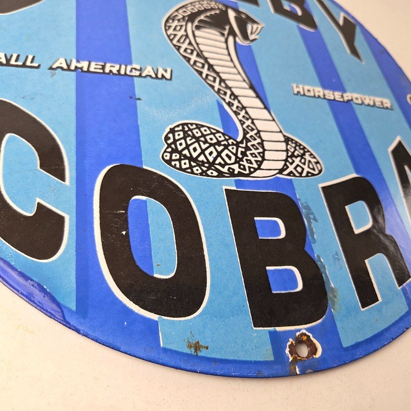 Vintage Ford Motors Porcelain Shelby - All American Gas Pump Automotive Sign - Image 11