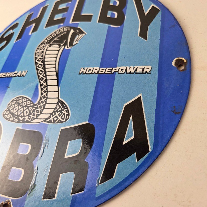 Vintage Ford Motors Porcelain Shelby - All American Gas Pump Automotive Sign - Image 13
