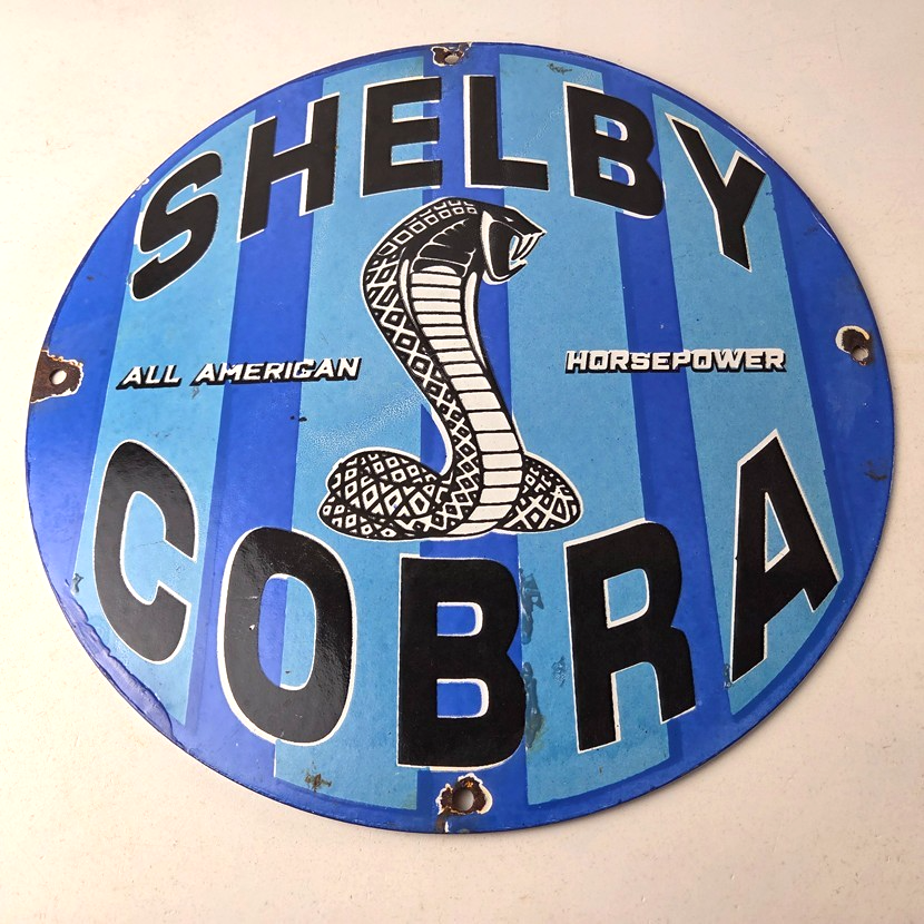 Vintage Ford Motors Porcelain Shelby - All American Gas Pump Automotive Sign - Image 15