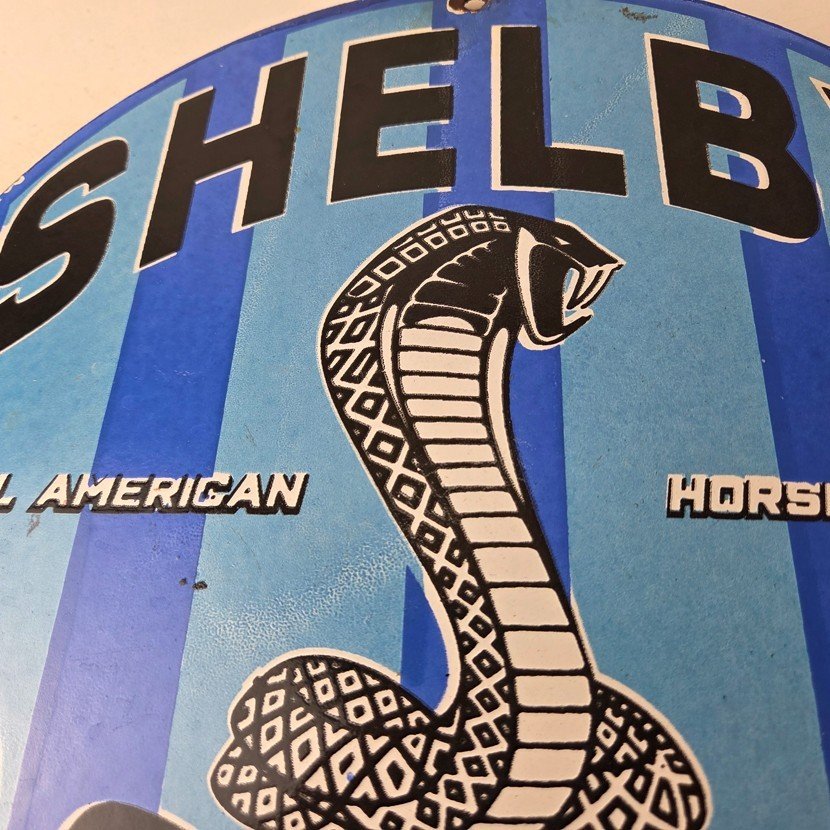 Vintage Ford Motors Porcelain Shelby - All American Gas Pump Automotive Sign - Image 3