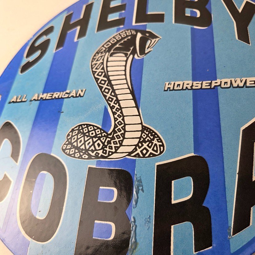 Vintage Ford Motors Porcelain Shelby - All American Gas Pump Automotive Sign - Image 4
