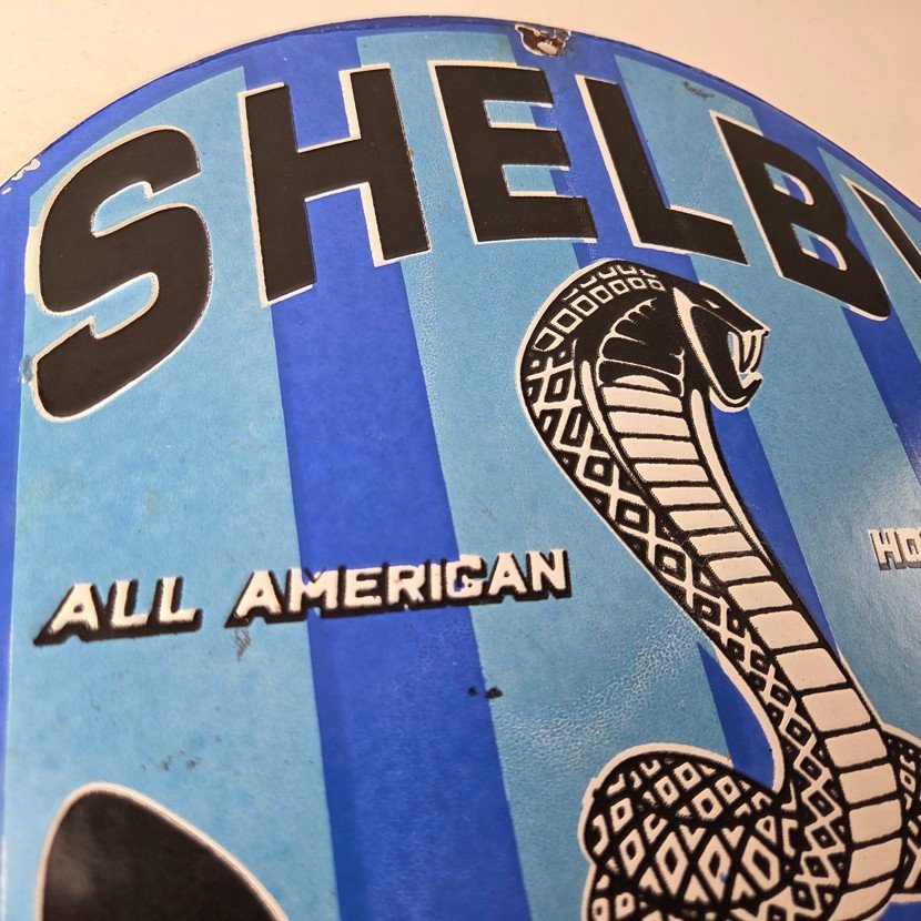 Vintage Ford Motors Porcelain Shelby - All American Gas Pump Automotive Sign - Image 5