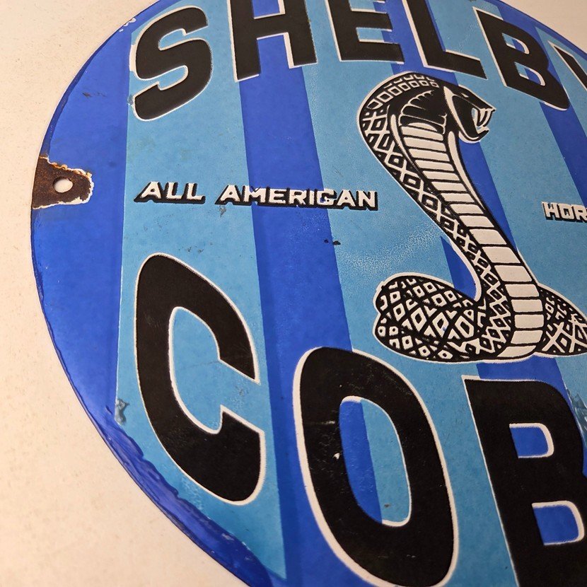 Vintage Ford Motors Porcelain Shelby - All American Gas Pump Automotive Sign - Image 6