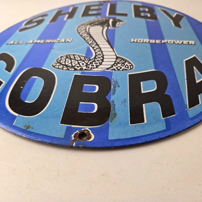 Vintage Ford Motors Porcelain Shelby - All American Gas Pump Automotive Sign - Image 10