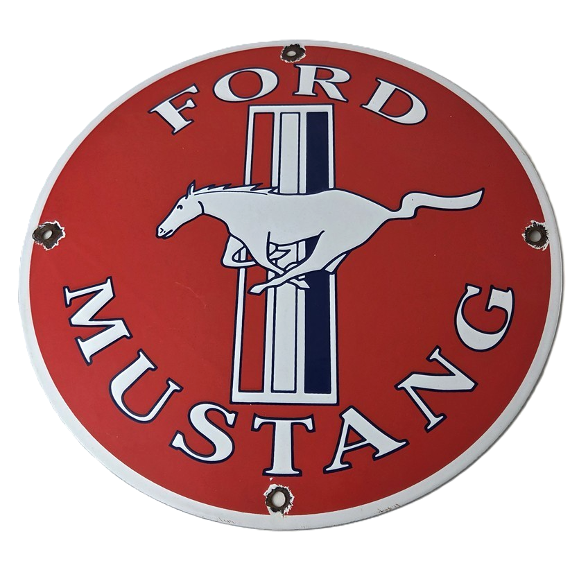 Vintage Ford Mustang Porcelain Sign - Gas Pump Porcelain Automobilia Sign
