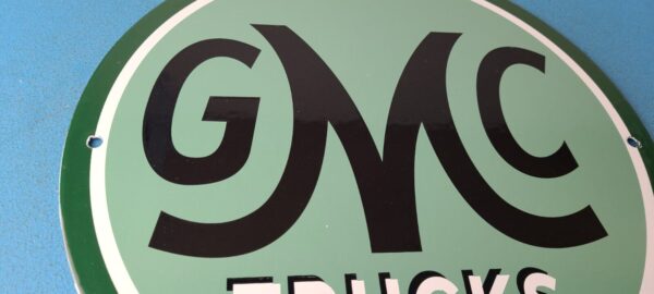 Vintage General Motors Sign GMC Automobiles Trucks Gas Oil Pump Porcelain Sign 305764288037 5