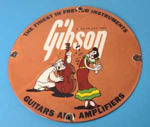 Vintage Gibson Guitars Popeye Porcelain Gas Station Sign 305892718167