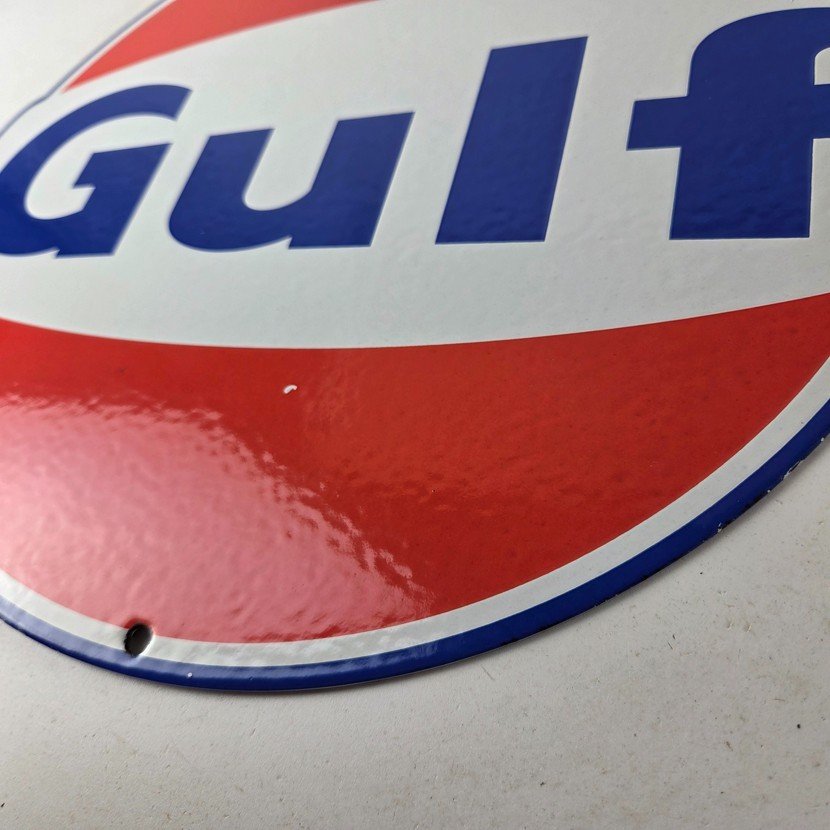 Vintage Gulf Gasoline Sign - Large Service Station Gas Pump Advertising Sign - Image 14