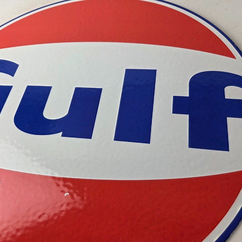 Vintage Gulf Gasoline Sign - Large Service Station Gas Pump Advertising Sign - Image 4