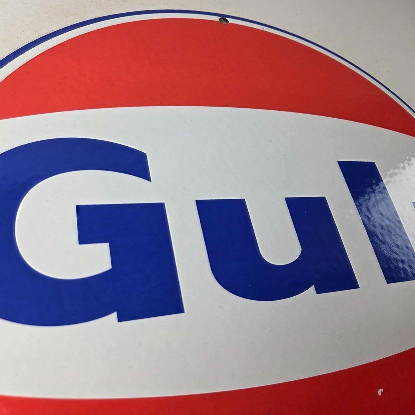 Vintage Gulf Gasoline Sign - Large Service Station Gas Pump Advertising Sign - Image 5