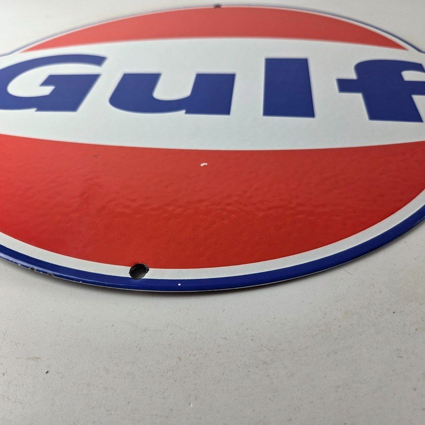 Vintage Gulf Gasoline Sign - Large Service Station Gas Pump Advertising Sign - Image 10