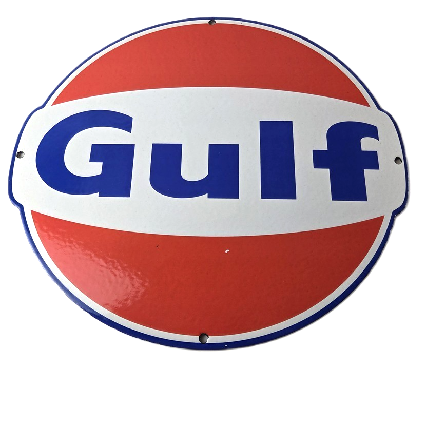 Vintage Gulf Gasoline Sign - Large Service Station Gas Pump Advertising Sign
