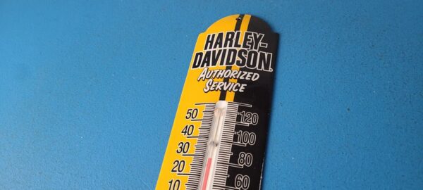 Vintage Harley Davidson Motorcycle Sign Pump Ad Sign on Porcelain Thermometer 305703664377 7