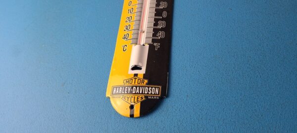 Vintage Harley Davidson Motorcycle Sign Pump Ad Sign on Porcelain Thermometer 305703664377 9