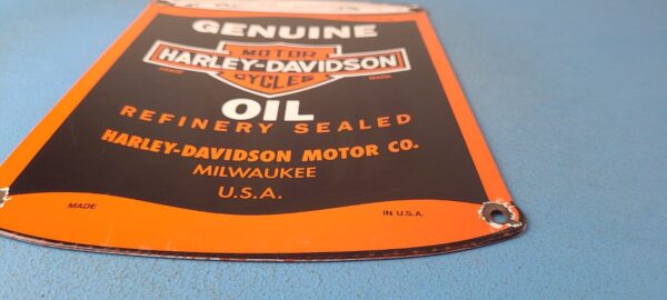 Vintage Harley Davidson Motorcycles Porcelain Motor Oil Quart Can Gas Pump Sign 305366099807 10