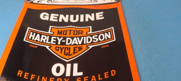 Vintage Harley Davidson Motorcycles Porcelain Motor Oil Quart Can Gas Pump Sign 305366099807 11