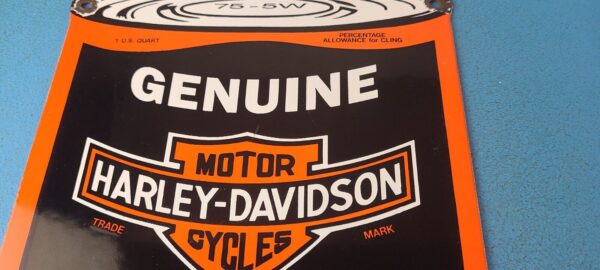 Vintage Harley Davidson Motorcycles Porcelain Motor Oil Quart Can Gas Pump Sign 305366099807 2