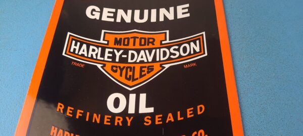 Vintage Harley Davidson Motorcycles Porcelain Motor Oil Quart Can Gas Pump Sign 305366099807 3