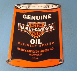 Vintage Harley Davidson Motorcycles Porcelain Motor Oil Quart Can Gas Pump Sign 305366099807