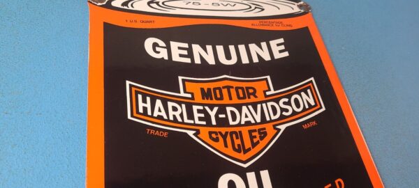 Vintage Harley Davidson Motorcycles Porcelain Motor Oil Quart Can Gas Pump Sign 305366099807 5