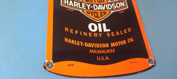 Vintage Harley Davidson Motorcycles Porcelain Motor Oil Quart Can Gas Pump Sign 305366099807 6