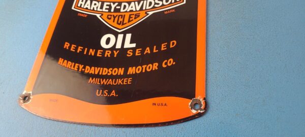 Vintage Harley Davidson Motorcycles Porcelain Motor Oil Quart Can Gas Pump Sign 305366099807 9