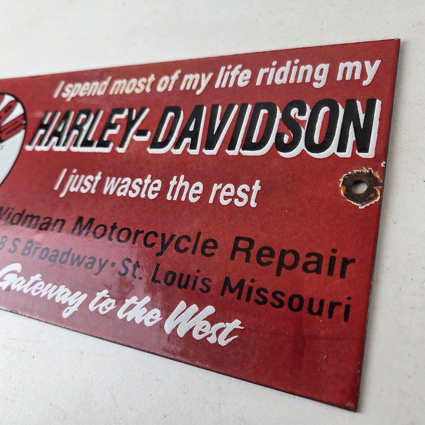 Vintage Harley Davidson Motorcycles Sign - Repair Shop Gas Pump Porcelain Sign - Image 12