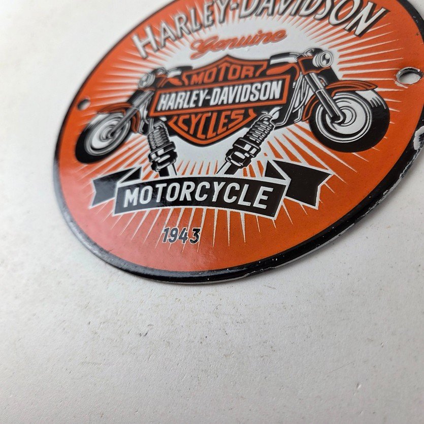 Vintage Harley Davidson Motorcycles Sign - Spark Plugs Gas Pump Porcelain Sign - Image 14