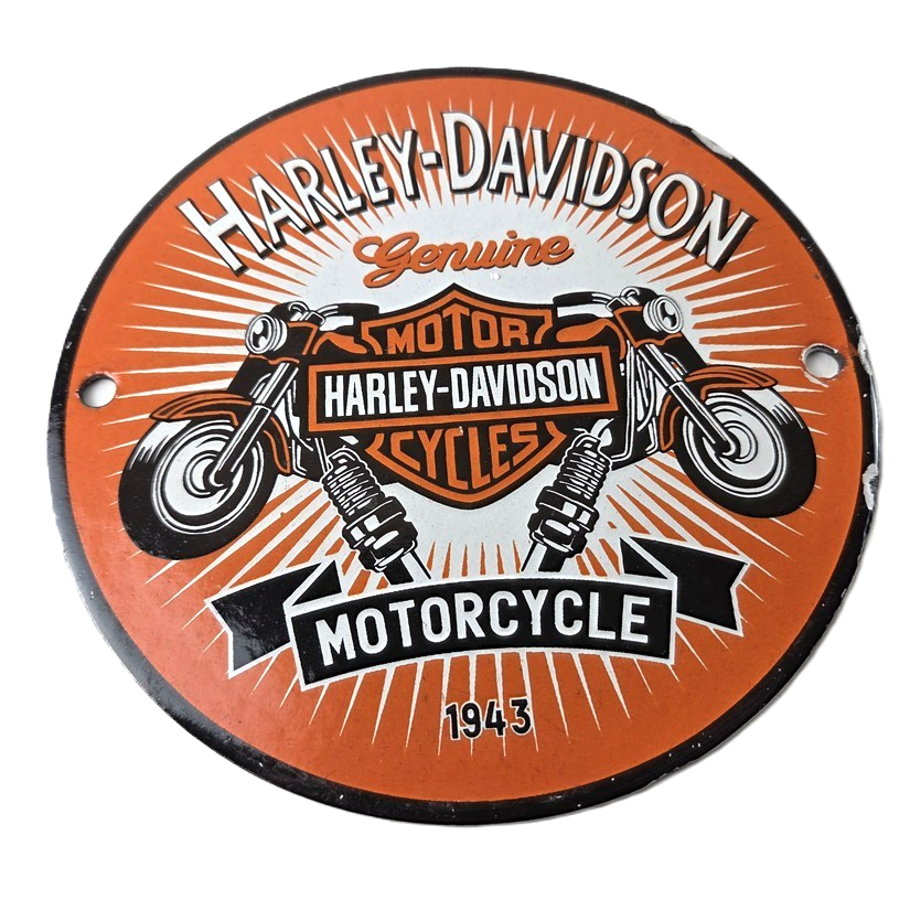 Vintage Harley Davidson Motorcycles Sign - Spark Plugs Gas Pump Porcelain Sign