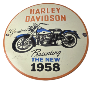 Vintage Harley Porcelain Sign - Davidson Motorcycles Dealership Gas Pump Sign