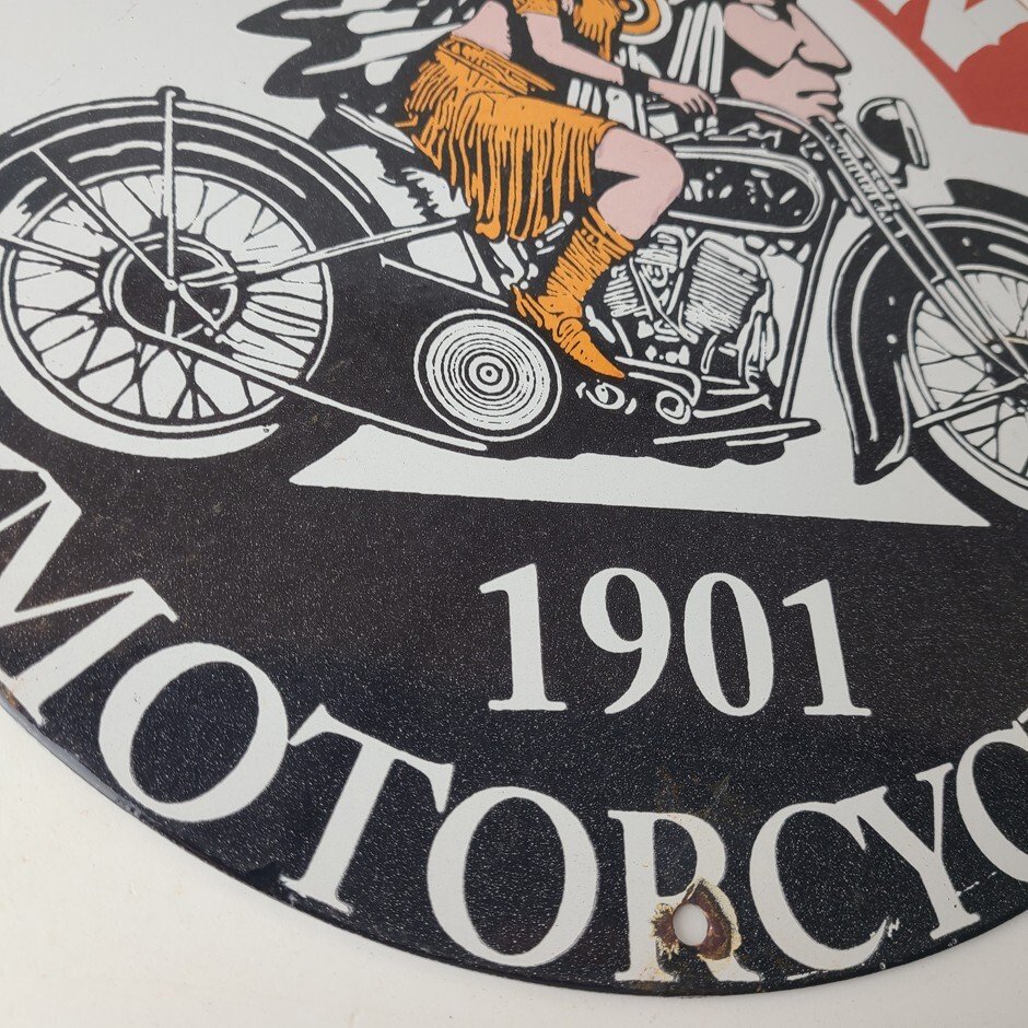Vintage Indian Motorcycle Sign - Porcelain Advertising American Gas Station Sign - Image 7