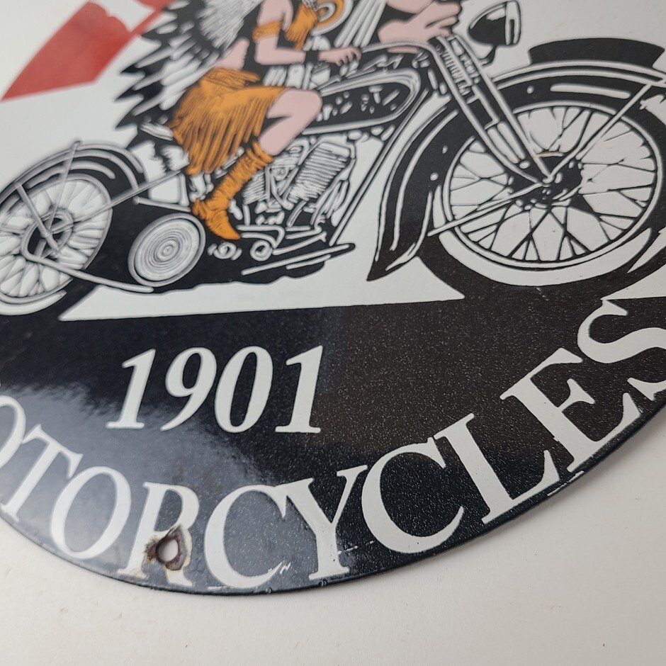 Vintage Indian Motorcycle Sign - Porcelain Advertising American Gas Station Sign - Image 10