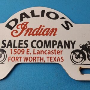 Vintage Indian Motorcycle Sign Topper - Gas Porcelain License Plate Topper