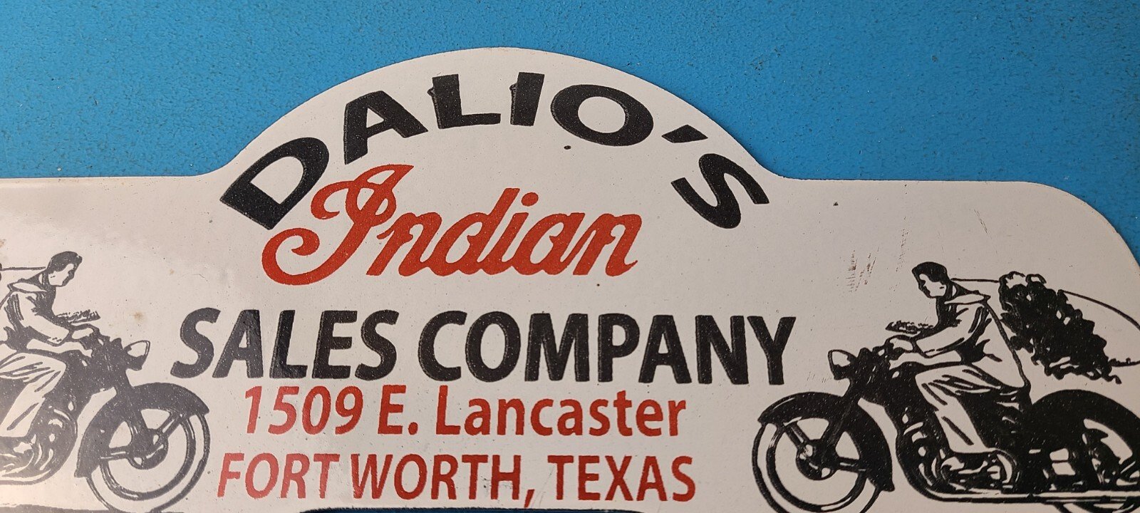 Vintage Indian Motorcycle Sign Topper - Gas Porcelain License Plate Topper - Image 13