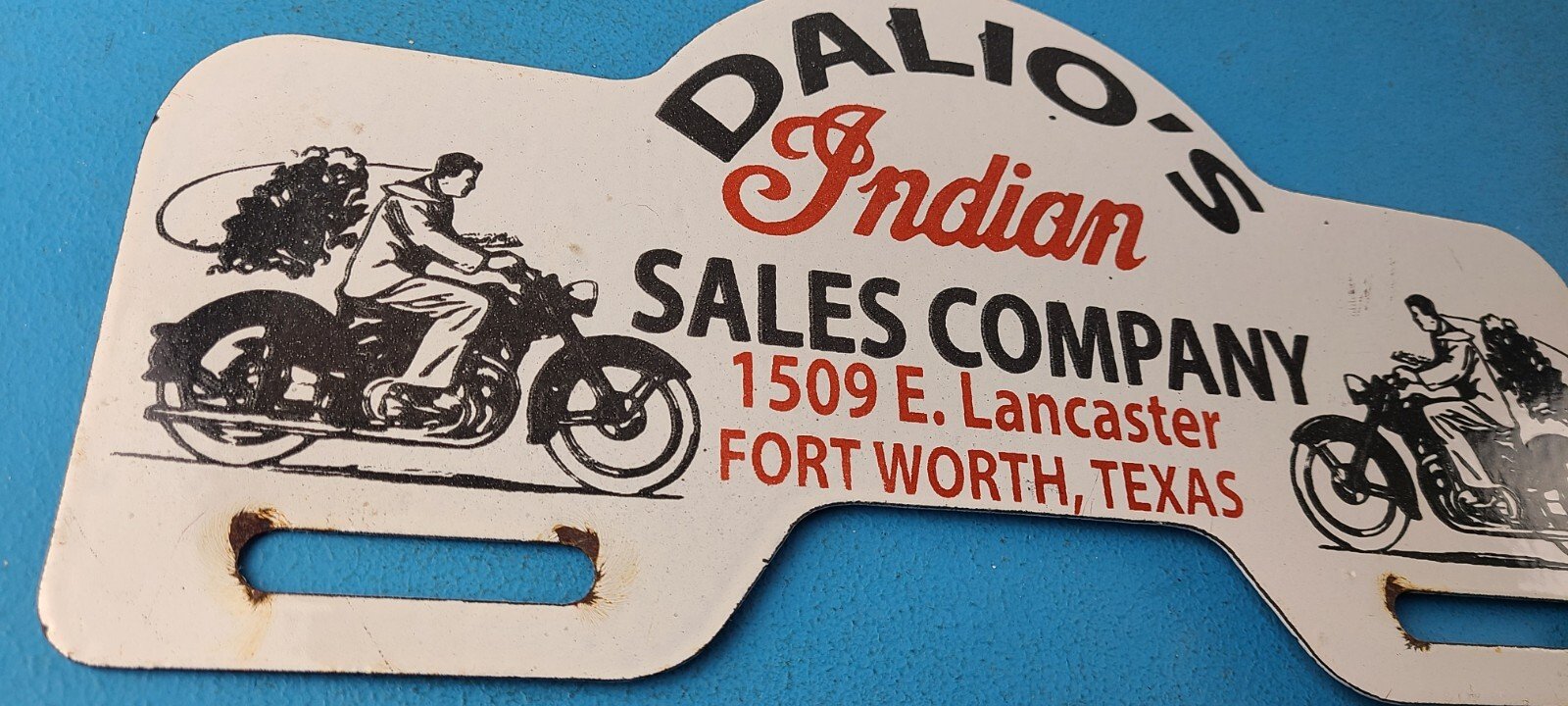 Vintage Indian Motorcycle Sign Topper - Gas Porcelain License Plate Topper - Image 6