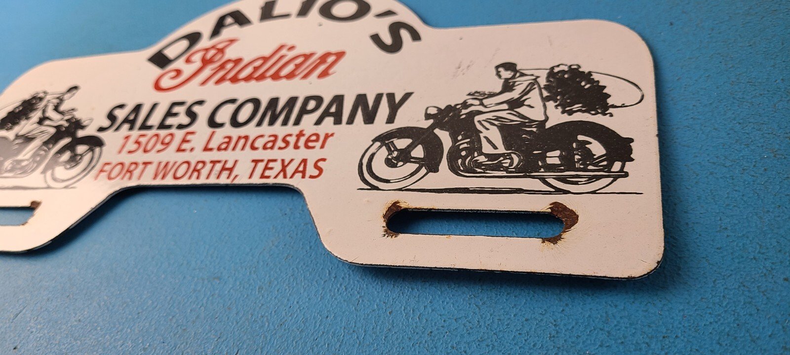 Vintage Indian Motorcycle Sign Topper - Gas Porcelain License Plate Topper - Image 10