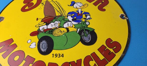 Vintage Indian Motorcycles Sign Donald Duck Porcelain Sign Walt Disney Sign 305890535217 11