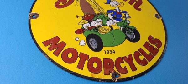 Vintage Indian Motorcycles Sign Donald Duck Porcelain Sign Walt Disney Sign 305890535217 6