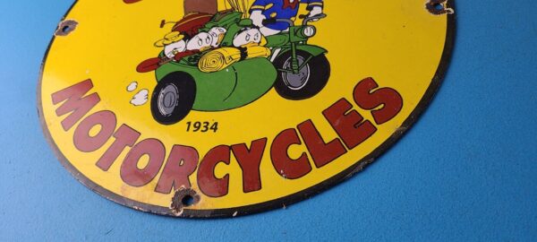 Vintage Indian Motorcycles Sign Donald Duck Porcelain Sign Walt Disney Sign 305890535217 9