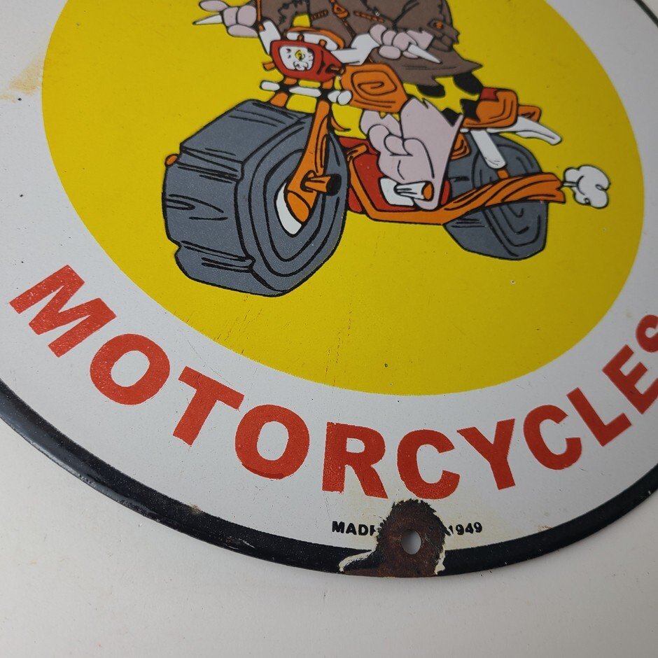 Vintage Indian Motorcycles Sign -Flintstones Bike Sign - Gas Pump Porcelain Sign - Image 7