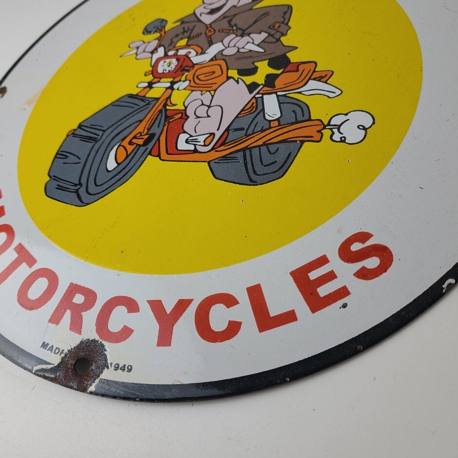 Vintage Indian Motorcycles Sign -Flintstones Bike Sign - Gas Pump Porcelain Sign - Image 10
